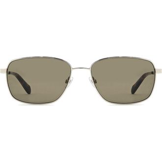 Fossil 58mm Rectangular Sunglasses in Light Gold/Green at Nordstrom