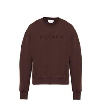 Alexander McQueen Hoodies & sweatvesten, Heren, Bruin, S, Katoen, Logo Sweatshirt