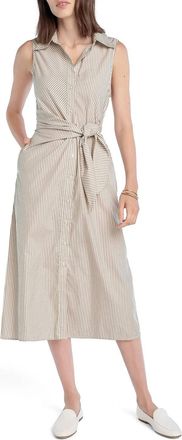 Favorite Daughter Good Behavior Striped Midi Dress In Soft Taupe Stripe
