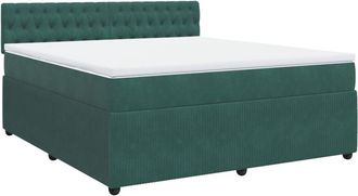 vidaXL Cama Box Spring Con Colch&oacute;n Terciopelo Verde Oscuro 180x200 Cm Vidaxl