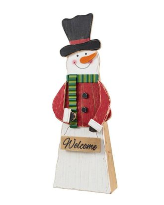 Glitzhome Christmas Chunky Wood Snowman Porch Decor