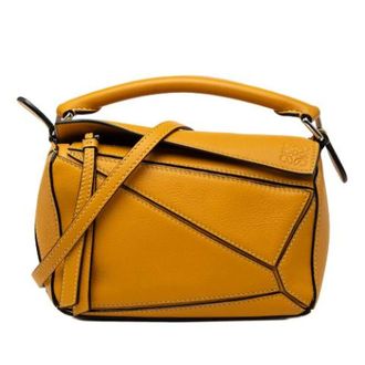Loewe Pre-owned Mini Puzzle - Dames - Pre-owned - Geel - Maat: ONE Size Leer