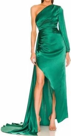Michael Costello Heather Maxi Gown Dress In Green
