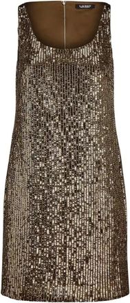 Ralph Lauren Mini cocktailjurk met pailletten - Dames - Feestkleedjes - Geel - M - Pailletten - Kleedjes