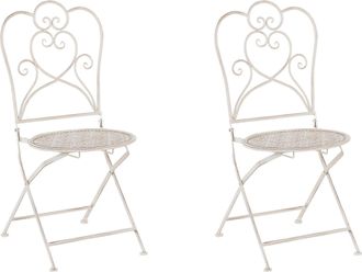 Beliani Conjunto De 2 Sillas De Balc&oacute;n De Metal Beige Claro Chic Moderno Trieste