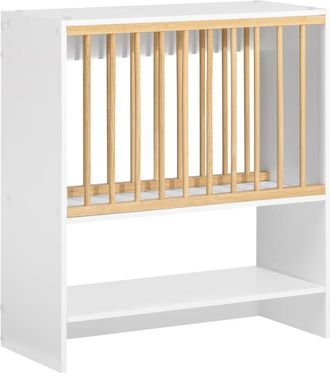 SoBuy Estante de pared con 1 estante adicional y 7 ganchos madera blanco