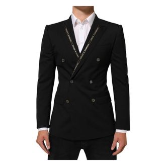 Dolce & Gabbana Blazers, male, Black, Size: XS Dolce & Gabbana Black Sicilia Double Breasted Jacket Blazer