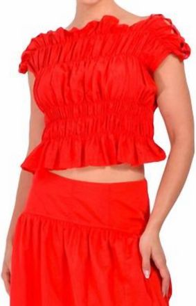 Cinq &agrave; Sept Evalina Boat Neck Top In Red