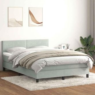 vidaXL Giroletto A Molle Con Materasso Grigio Chiaro 160x220cm Velluto Vidaxl
