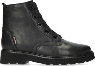 Mephisto Ergonomische brede pasvorm enkellaars - Zwart - Dames - Veterlaarzen - Zwart - 36 EU - Leer - Schoenen