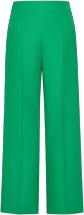 Valentino Garavani Groene Op Maat Gemaakte Crepe Broek - Dames - Wijde Broeken - Groen - M - Broeken