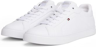 Tommy Hilfiger Plateausneaker TOMMY HILFIGER ICON COURT SNEAKER, Damen, Gr. 35, weiss (wei&szlig;), Nappaleder, Schuhe Plateausneaker, Freizeitschuh, Halbschuh, Schn&uuml;rschu