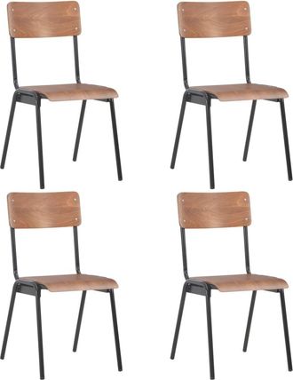 vidaXL Vidaxl - Sillas De Comedor 4 Uds Contrachapada Maciza Y Acero Marr&oacute;n