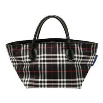 Burberry Pre-owned House Check Canvas Handbag - Dames - Vintage Handtas - Zwart - ONE Size - Leer - Vintage