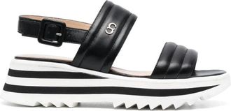 Casadei Sandalen met sleehak - Dames - Sandalen - Zwart - 41 EU - Leer - Schoenen