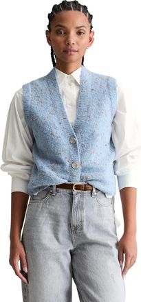 Marc O'Polo Denim Strickweste MARC OPOLO DENIM, Damen, Gr. XS, blau dusk, Strick, Obermaterial: 77% Schurwolle, 15% Polyamid, 8% Viskose, regular fit normal, tiefer V-A