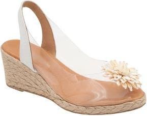 Andr&eacute; Assous Slingback Espadrille Peep Toe Wedge Sandal in White at Nordstrom Rack, Size 10