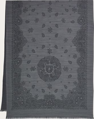 Ferragamo Men Arabesque print stole Grey