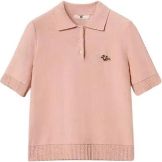 Twinset Poloshirt met Broche - Dames - Polos - Roze - S - Katoen - Tops