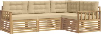 vidaXL Conjunto De Sof&aacute;s De Exterior 5 Uds. Y Beige Poli&eacute;ster Vidaxl