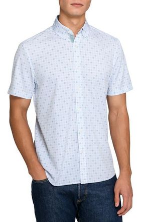 ConStruct Quadruple Diamond Woven Short Sleeve Basic in White/green at Nordstrom, Size Xx-Large