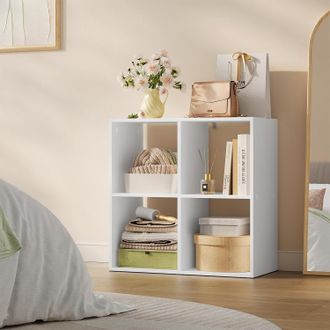 Woltu Woltu - Estanter&iacute;a De Estanter&iacute;as Furniture Cubes Moderna De 4 Cubos En Color Blanco
