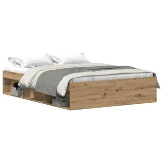 Berkfield Home Bed Frame without Mattress Artisan Oak 135x190 cm Engineered Wood in Brown