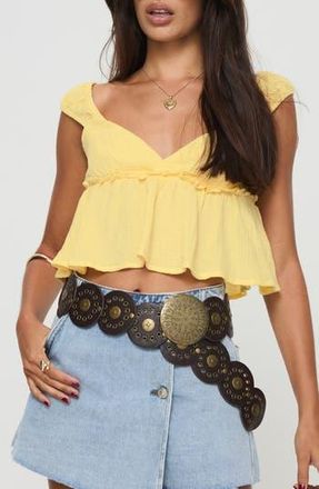 Princess Polly Contardo Cap Sleeve Babydoll Top in Yellow at Nordstrom Rack, Size 10