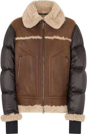 Moncler Argens Short Down Jacket - Heren - Gewatteerde jassen - Bruin - 3XL - Leer - Jassen