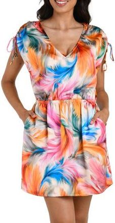 La Blanca Feathered Impression Cover-Up Sundress in Pink Multi at Nordstrom Rack, Size X-Small