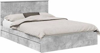 vidaXL Cama Con Almacenamiento Con Cabecera Gris Concreto 135 X 190 Cm Vidaxl