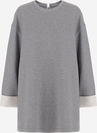 Carven Cotton Blend Sweatshirt With Contrasting Cuffs