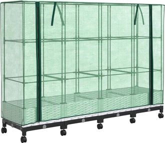 vidaXL Maceta De Jard&iacute;n Con Cubierta De Invernadero Y Ruedas 4 Uds. Pp Vidaxl