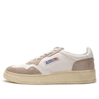 Autry Medalist Low Leather and Suede White Beige AULM-LO01