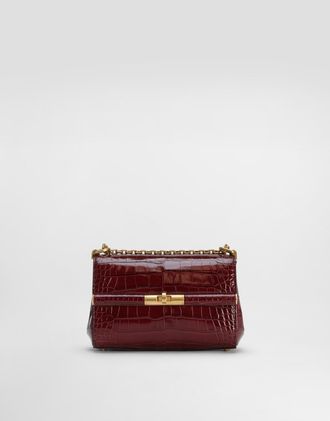 Dolce & Gabbana Marlene City Mini Bag In Polished Alligator - Woman Shoulder And Crossbody Bags Bordeaux Onesize