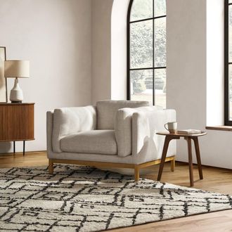 Castlery Beige Armchair, Natural Leg | Owen by Castlery