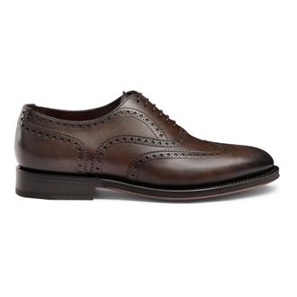 Santoni Business Shoes, male, Brown, Size: 12 1/2 US Oxford Brogue Lace-Up