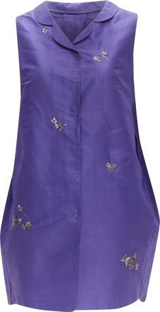 Shiatzy Chen silk oriental floral bird embroidery cocoon vest