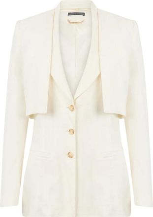 Alberta Ferretti Lichtgewicht Jas - Dames - Blazers - Wit - M - Linnen - Jassen