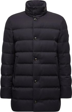 Moncler Vallonpierre - Heren - Gewatteerde jassen - Blauw - 3XL - Wol - Jassen