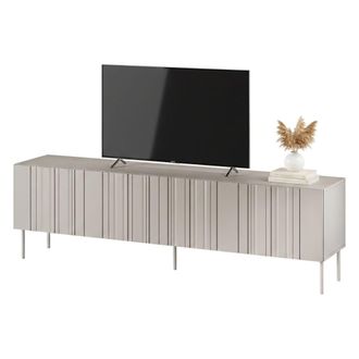 Dmora Mueble De Tv Sospiro, Aparador De Sal&oacute;n Con Cuatro Puertas Batientes Y Cuatro Compartimentos Interiores, Elevado Del Suelo, 201x42 H60 Cm, Beige