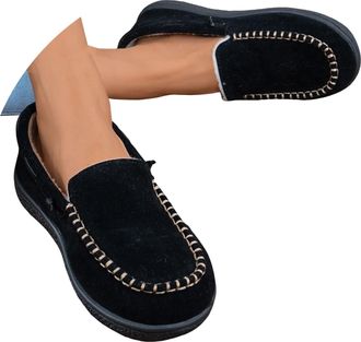 Generic Womens Slip On Loafers Winter Warm Plush Lined Comfortable Lightweight Casual Shoes Women Suede Solid Business Work Flat Loafer Round Toe Non-Slip Ind