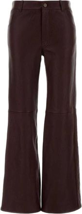 Chlo&eacute; Flared leren broek - Dames - Leren Broeken - Paars - M - Leer - Broeken