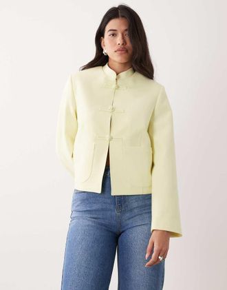 Asos Blazer squadrato giallo con colletto alla coreana