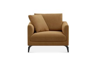 Castlery Lena Armchair Customized, (Performance Fleece) Caramel (Matte Black Legs), Spill Resistant, Removable Covers for Castlery Chairs