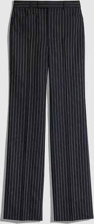 Gucci Pinstripe Silk Wool Pants, Blue