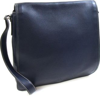 Gucci Navy Leather Handbag Shoulder Bag (Pre-Owned)