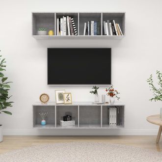 vidaXL Muebles De Sal&oacute;n De Pared 2 Uds Madera Ingenier&iacute;a Gris Hormig&oacute;n Vidaxl