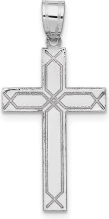 Diamond2Deal 14k White Gold Solid Laser Etched Cross Pendant
