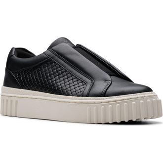 Clarks Mayhill Bay Platform Sneaker in Black Leather at Nordstrom Rack, Size 8.5